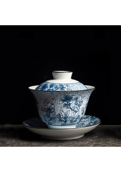 Retro Mavi Ve Beyaz Porselen Kapak Kase Seramik Büyük Çay Kase Çin Seramik Çay Kase Büyük Kapasiteli Ev Çay Makinesi | Çay Tureen (Yurt Dışından)