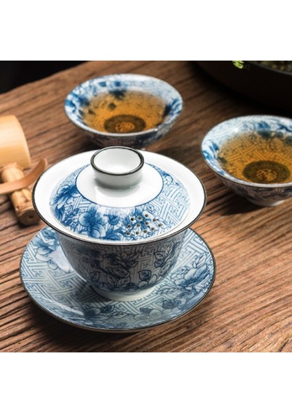 Retro Mavi Ve Beyaz Porselen Kapak Kase Seramik Büyük Çay Kase Çin Seramik Çay Kase Büyük Kapasiteli Ev Çay Makinesi | Çay Tureen (Yurt Dışından) fiyatları