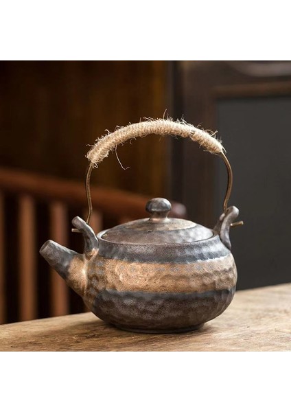 Stoneware Çekiç Döngü Kulplu Çaydanlık El Yapımı Japon Tarzı Retro Çay Pot Seramik Seramik Çaydanlık Geleneksel Çin Çay Seti | Çaydanlıklar (Yurt Dışından)