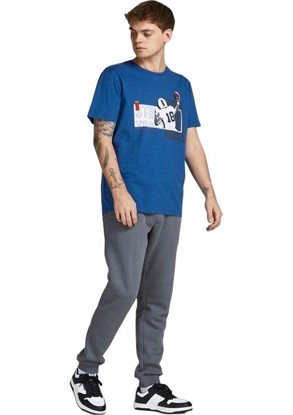 12206628_Jconate Ss Tee Crew Neck O Yaka Regular Fit Baskılı MaviErkek T-Shirt fırsatları