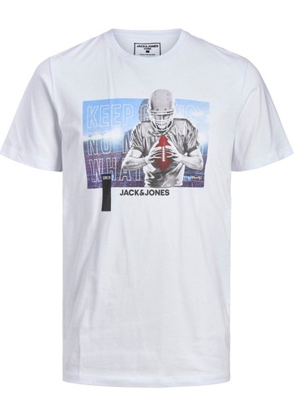 12206628_Jconate Ss Tee Crew Neck O Yaka Regular Fit Baskılı Beyaz Erkek T-Shirt