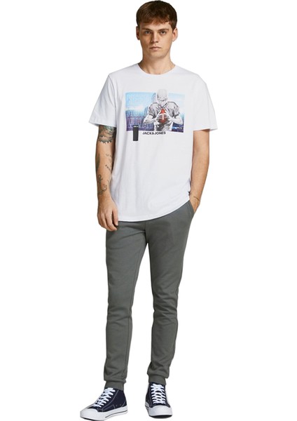 12206628_Jconate Ss Tee Crew Neck O Yaka Regular Fit Baskılı Beyaz Erkek T-Shirt fırsatları