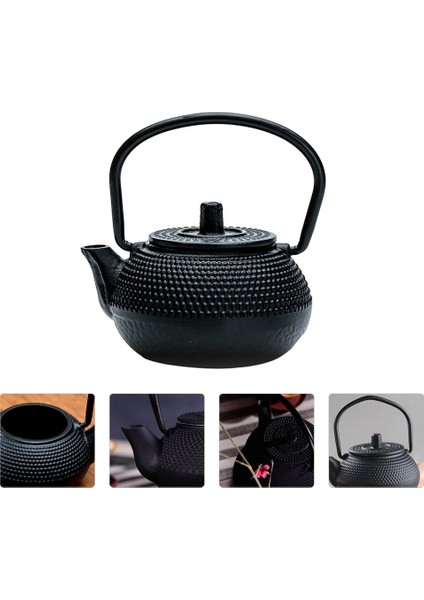 1 Adet Ultra Küçük Dökme Demir Çay Su Isıtıcısı Mini Çaydanlık Çay Potu Takettle Masa Dekorasyon Teakware Süsler Yaklaşık 7.2x7 cm | Çaydanlıklar (Siyah)