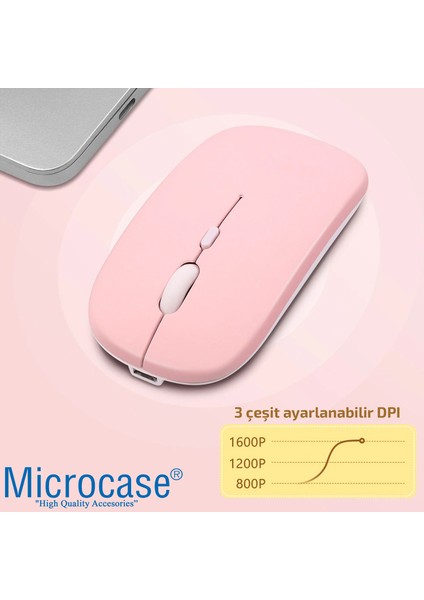 1600 Dpı Şarj Edilebilir 2.4 Ghz Çift Modlu Bluetooth Kablosuz Mouse - AL2675 Pembe fırsatları