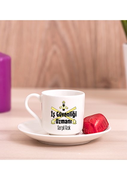 Kişiye Özel Iş Güvenliği Uzmanı Porselen Türk Kahvesi Fincanı