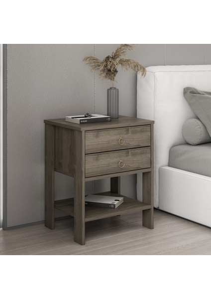 Zen Modern 2 Çekmeceli Komodin Ceviz