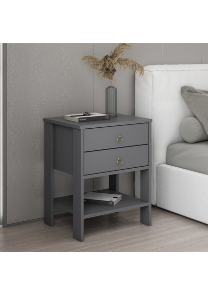 Zen Modern 2 Çekmeceli Komodin Antrasit