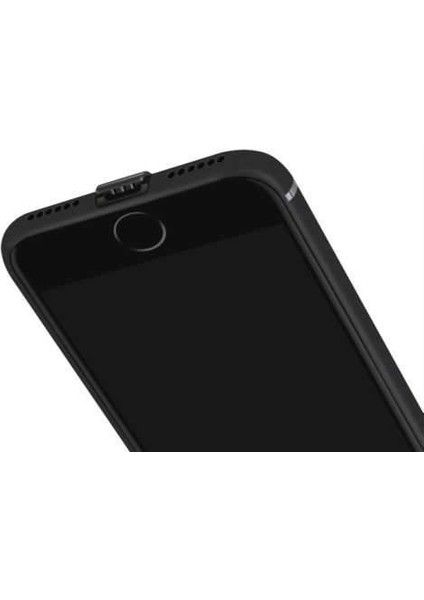 iPhone 7 Plus Mat Silikon Kılıf Şarj Tıpalı + Temperli Cam Mat Siyah