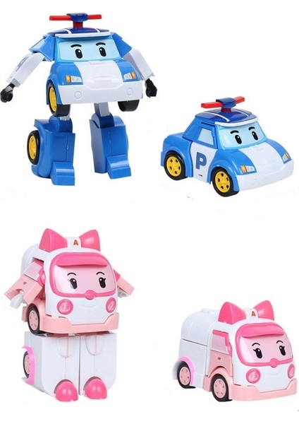 2 Adet Silverlit Robocar Kore Anime Figürü Robot Çocuk Karikatür Oyuncaklar