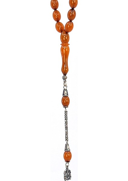 Gümüş Püsküllü Beyzi Model Sıkma Kehribar Tesbih fiyatları