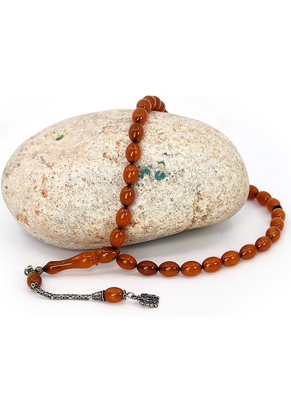 Gümüş Püsküllü Beyzi Model Sıkma Kehribar Tesbih modelleri