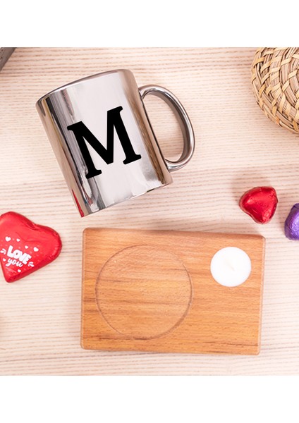 Kişiye Özel Kişiye Özel Baş Harfli Ahşap Altlıklı Mumlu Silver Kupa Bardak fiyatları