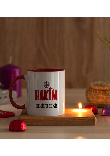 Kişiye Özel Hakim Ahşap Altlıklı Mumlu Kırmızı Kupa Bardak modelleri