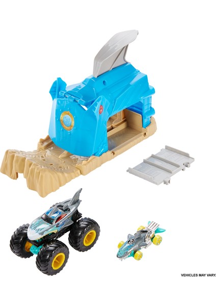 ® Monster Trucks Fırlatıcı Oyun Seti Serisi Monster Truck Aracı ve 1:64 ölçekli Hot Wheels® araba içerir 4 yaş ve üzeri GKY03