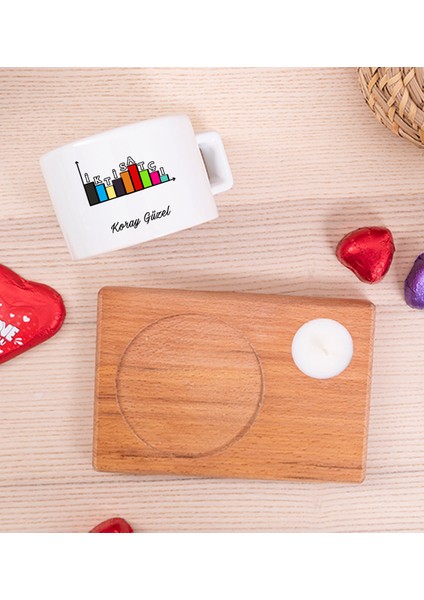 Kişiye Özel Iktisatçı Ahşap Altlıklı Mumlu Fincan fiyatları