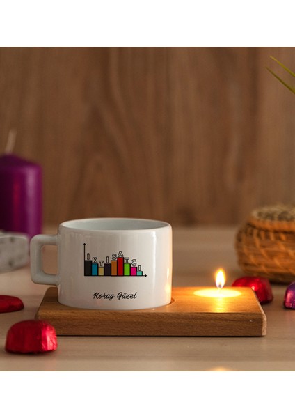 Kişiye Özel Iktisatçı Ahşap Altlıklı Mumlu Fincan modelleri