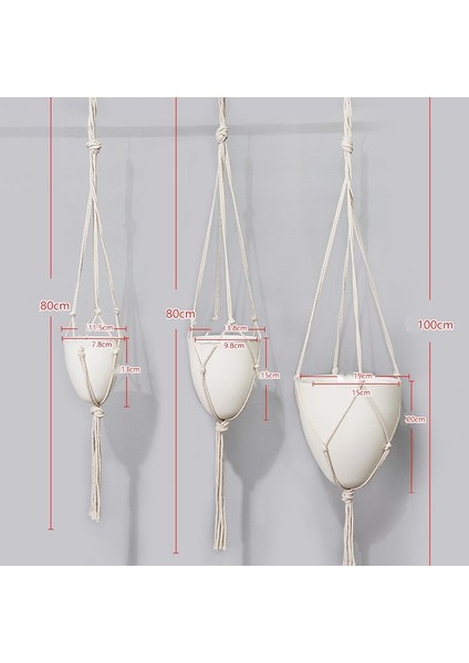 2 Adet Kenevir Halat Asılı Saksı, Boyutu: D09 Calibre 18.3 Cm Beyaz (Yurt Dışından)