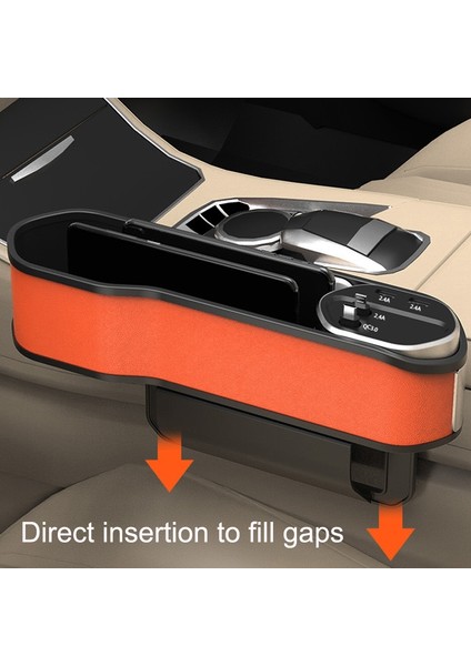 Araba Koltuğu Yuvası Saklama Kutusu, Stil: Kablosuz Şarj Tipi Olmayan Usb Portakal (Yurt Dışından)