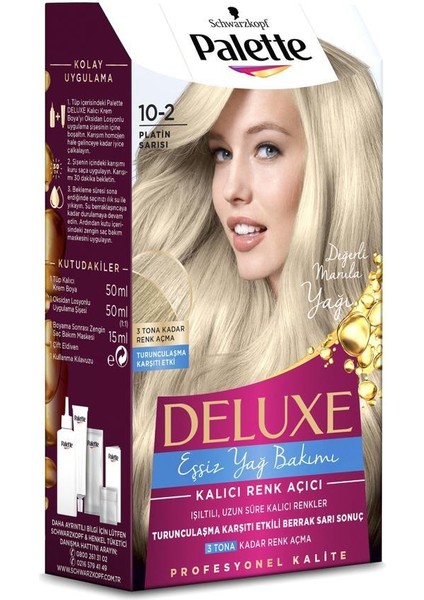 Deluxe Kalıcı Renk Açıcı 10-2 Platin Sarısı Saç Boyası