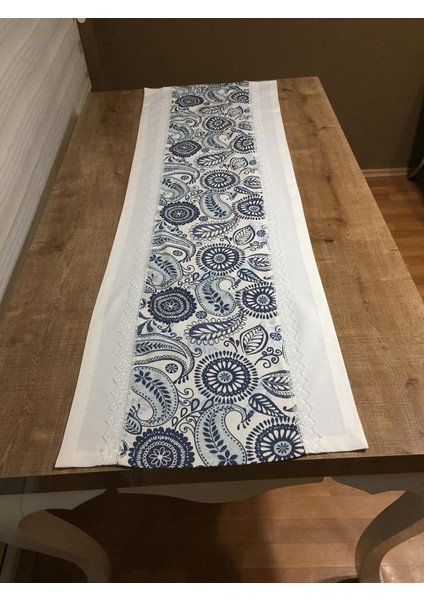 Ela Etnik Baskılı Duck Kumaş Krem/Renkli Runner 50*150 cm - 96