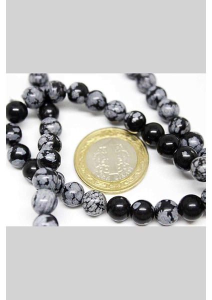 Kar Tanesi Obsidyen Taşı 8mm/5 Adet