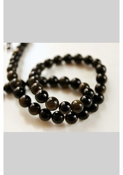 Golden & Siyah Obsidyen Taşı 8mm/4 Adet