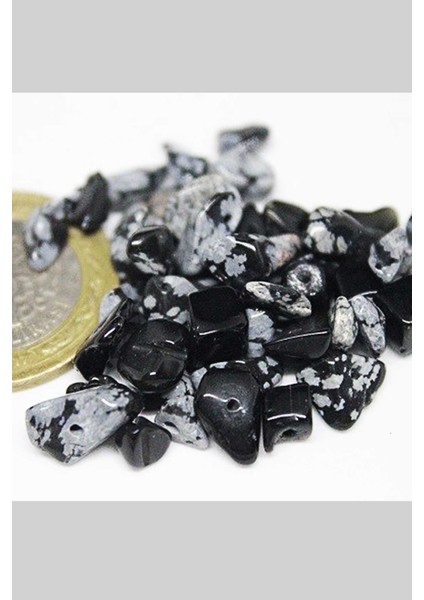 Delikli Kar Tanesi Obsidyen Taşı Mini Boy 50 Adet