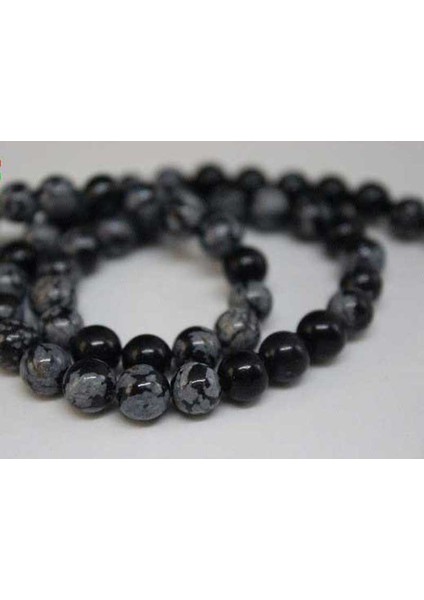 Kar Tanesi Obsidyen Taşı Dizi 6mm