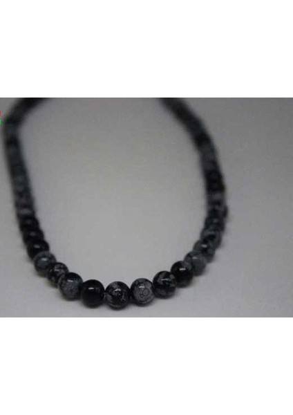 Kar Tanesi Obsidyen Taşı Dizi 6mm fiyatları