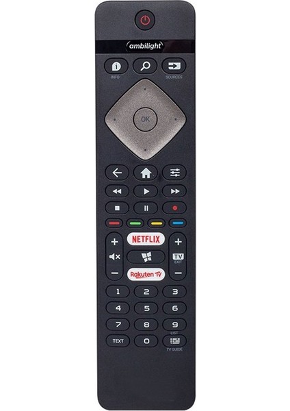 Icanpares Philips Uyumlu Ambilight Netflix-Rakuten Tv Tuşlu LED Tv Kumandası 43PUS6504/62