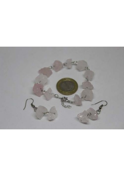 Pembe Kuvars Ham Taş Küpe (Açık Pembe ) fiyatları