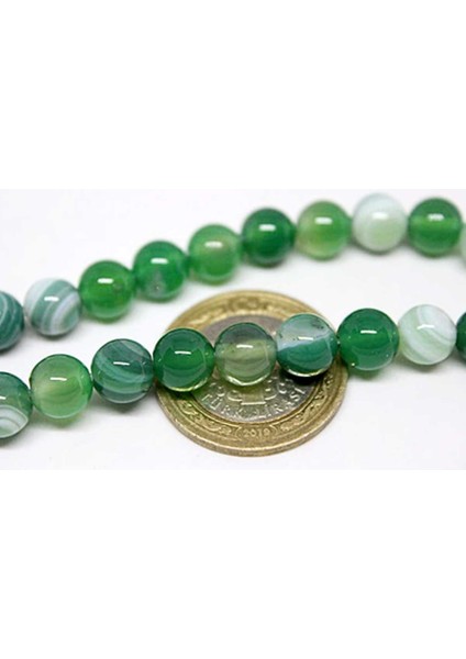 Akik Taşı Yeşil 8mm/10 Adet (7888-1)