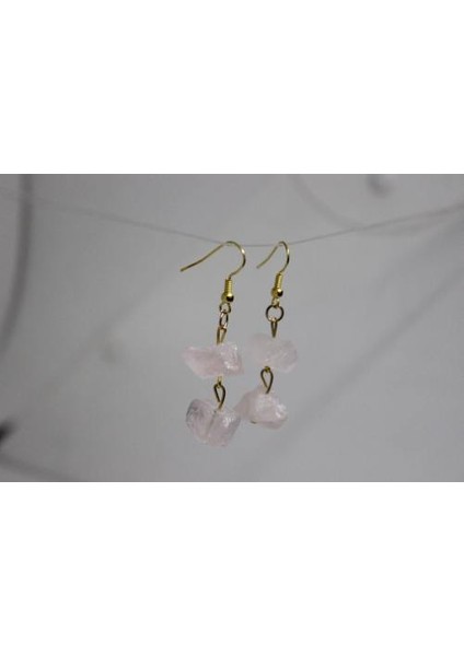 Pembe Kuvars Ham Taş Küpe (Açık Pembe ) fırsatları