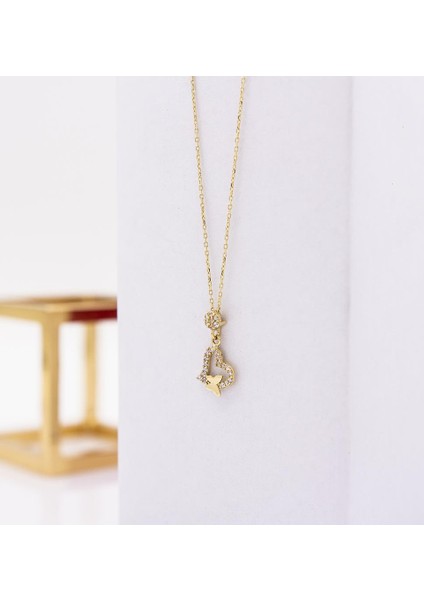 14 Ayar Altın Taşlı Kalp Kolye LTFKLY876