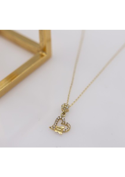 14 Ayar Altın Taşlı Kalp Kolye LTFKLY876 fiyatları