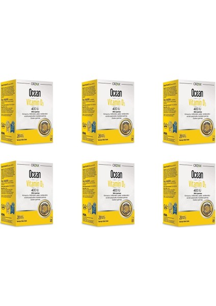 Ocean Vitamin D3 400 Iu Sprey 20 ml 6'lı Paket