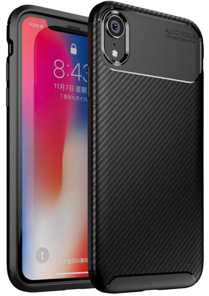 Apple iPhone Xr Kılıf Silikon Ince Karbon Lüx