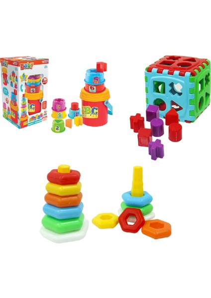 Neşeli Kuleler + Bultak Puzzle + Sevimli Halkalar Eğitici Set