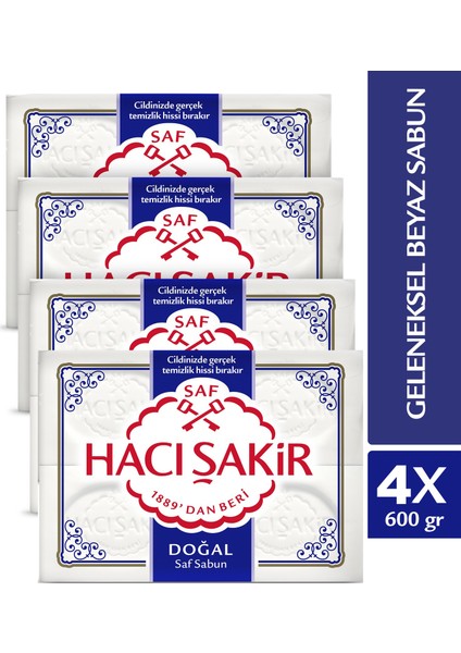 Doğal Saf Geleneksel Beyaz Sabun 4X150 gr x 4 Adet