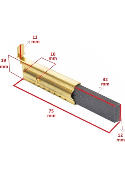 Icanpares Beko D57101E Çamaşır Makinesi Saclı Motor Kömürü (5X12.5X32)