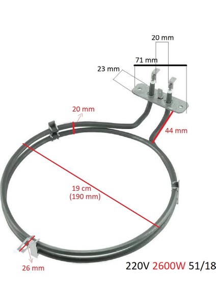 Icanpares Bexel - Bosch - Çetintaş - Dominox Uyumlu Turbo Fırın Rezistansı 2600W fiyatları