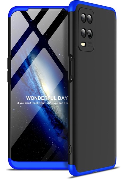 Oppo A54 Için Tam Kapalı Pc Kasası Siyah ve Mavi (Yurt Dışından)