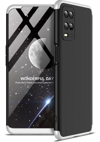 Oppo A54 Için Tam Kapalı Pc Kasası Siyah ve Gümüş (Yurt Dışından)