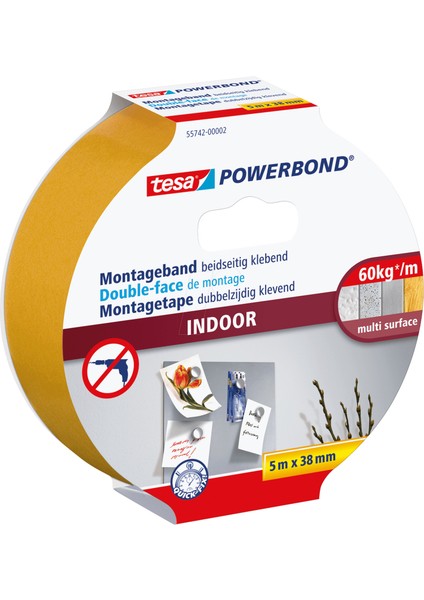 Powerbond İç Mekan Güçlü Çift Taraflı Köpük Bant 5mt x 38 mm