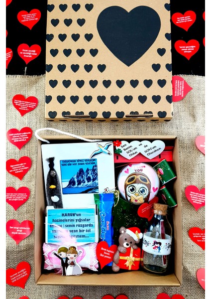 Sevgiliye Özel Kraft Kutuda Romantik Hediye Doğum Günü Yıldönümü 14 Şubat 1MUTLU7BOX9