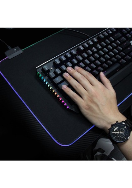 Rgb Işıklı Düz Siyah 80*30 cm Gaming Oyuncu Mousepad Xxl modelleri