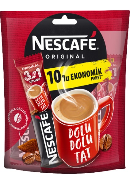 Nescafe 3'ü 1 Arada Kahve 10'lu Paket