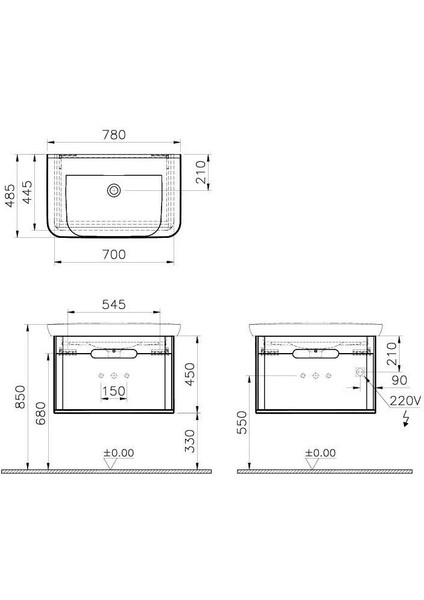 Sento 80CM Mat Antrasit Alt Modül ve Lavabo 60819 fiyatları