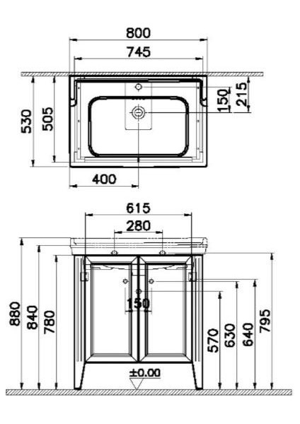 Valarte 80CM Fildişi Alt Modül ve Lavabo 62155