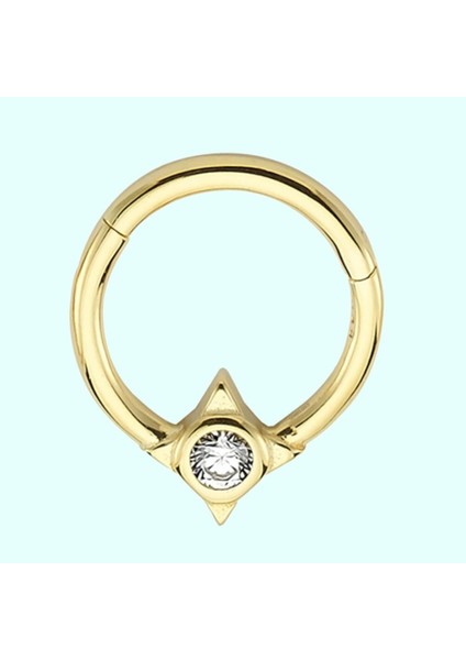 Altın Halka Piercing Tektaş Pusula 14 Ayar